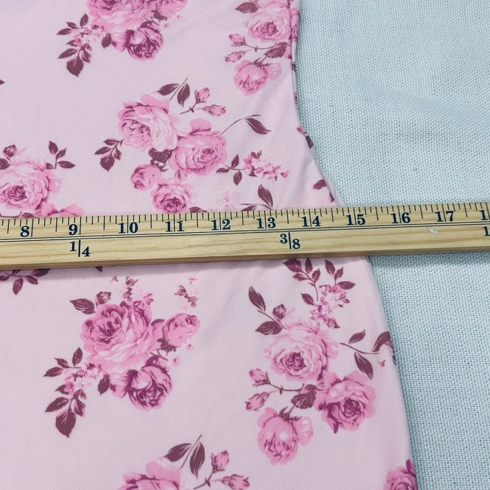 Pink Floral‎ Slip Dress Small Lace Trim Chemise Lingerie Nightgown Y2K Coquette